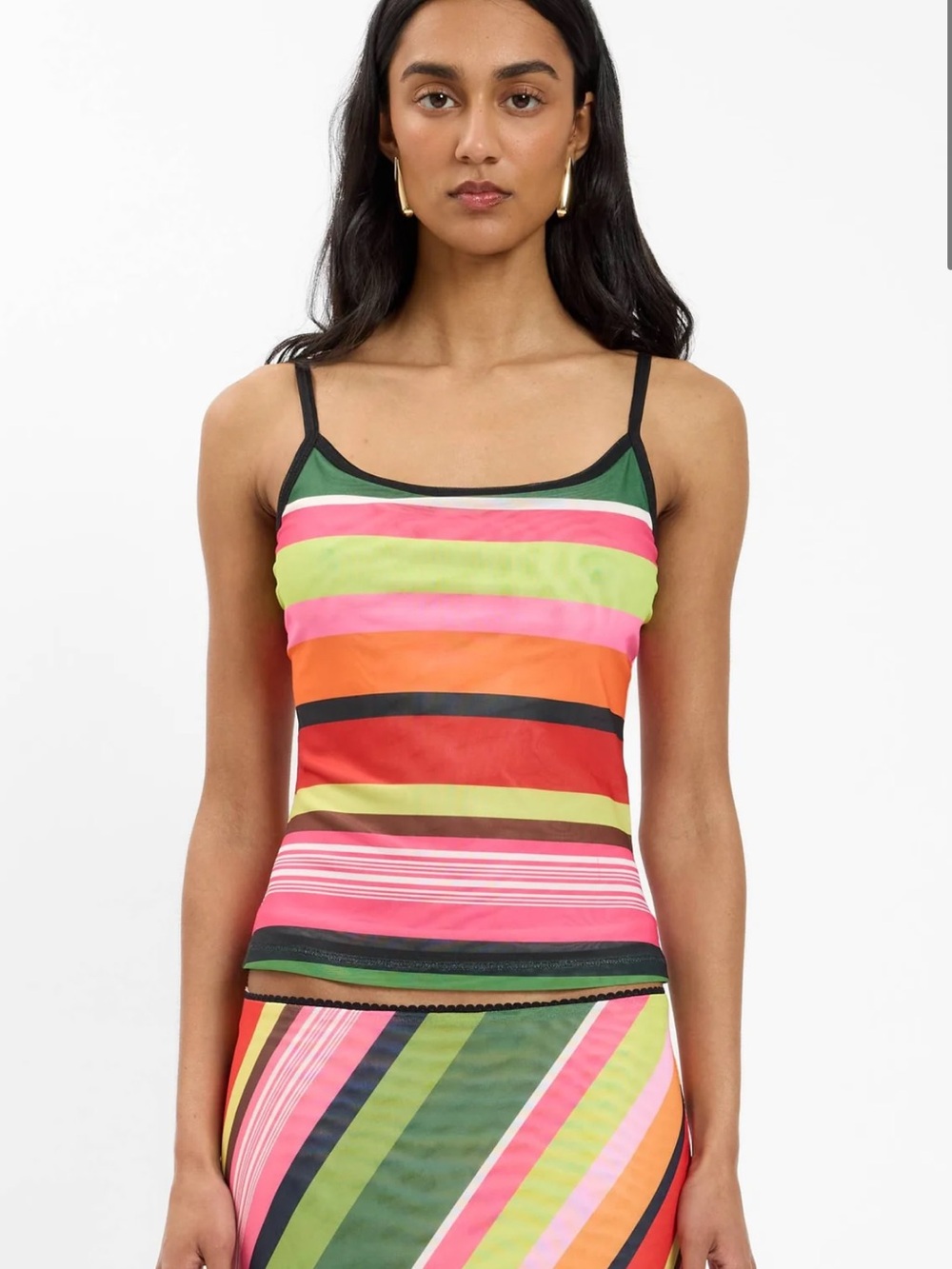 New With Tags Mesh Emerald Strip Camisole Top size XS